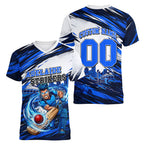 Personalised Adelaide Strikers Cricket Fan Pride Women V-Neck T-Shirt Dynamic Cricket Graphic Art With Adelaide City Skyline
