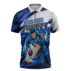 Personalised Adelaide Strikers Cricket Fan Pride Zipper Polo Shirt Dynamic Cricket Graphic Art With Adelaide City Skyline