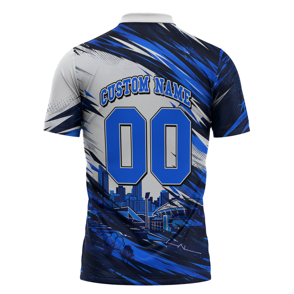 Personalised Adelaide Strikers Cricket Fan Pride Zipper Polo Shirt Dynamic Cricket Graphic Art With Adelaide City Skyline