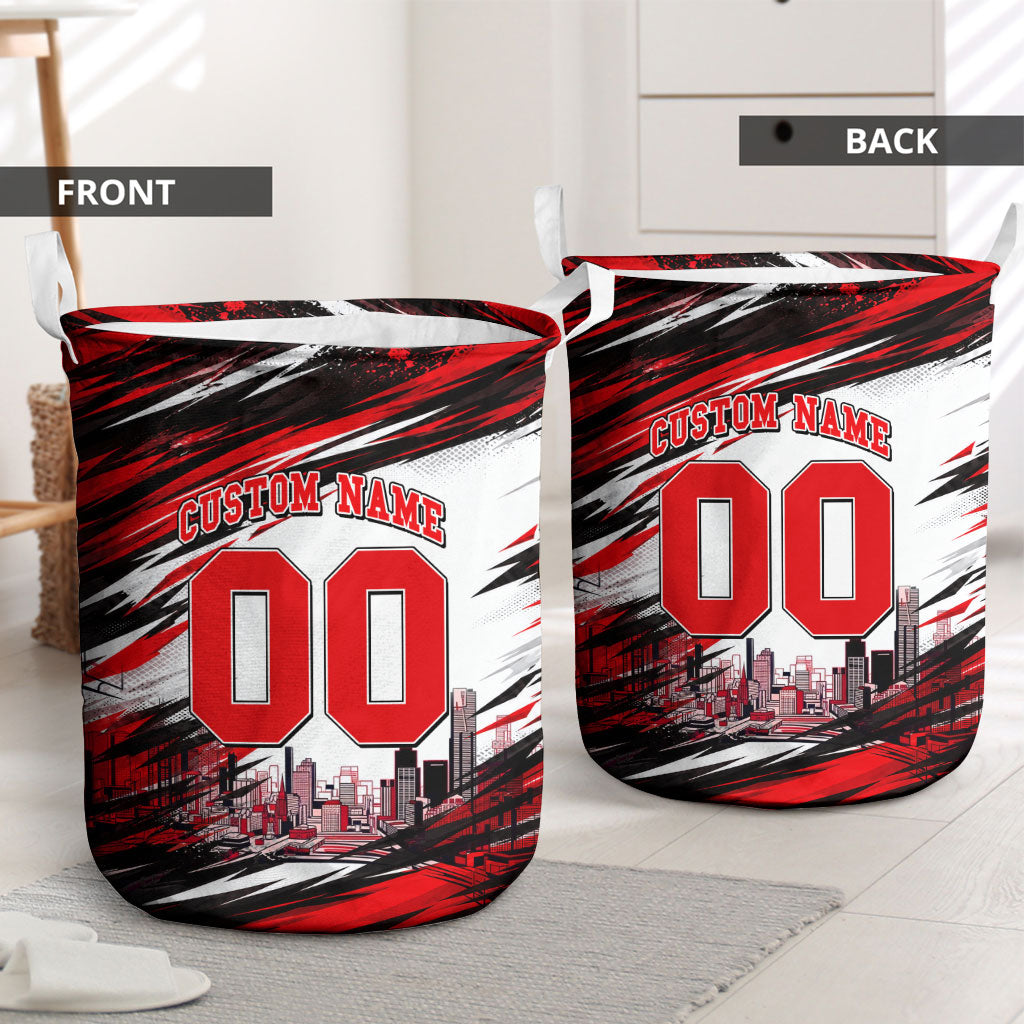 Personalised Melbourne Renegades Cricket Fan Pride Laundry Basket Dynamic Cricket Graphic Art With Melbourne City Skyline