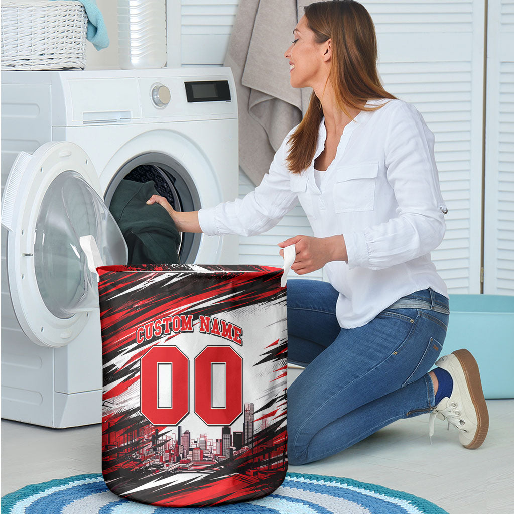 Personalised Melbourne Renegades Cricket Fan Pride Laundry Basket Dynamic Cricket Graphic Art With Melbourne City Skyline