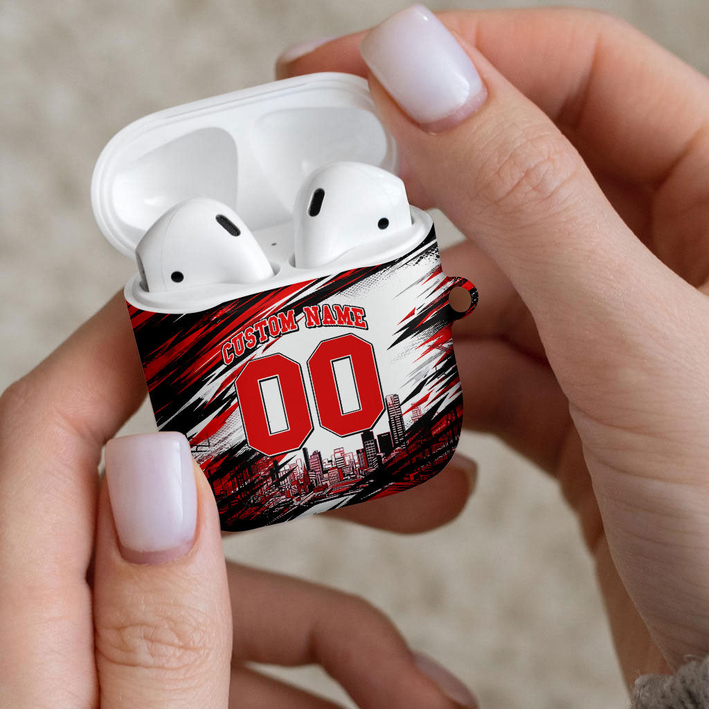 Personalised Melbourne Renegades Cricket Fan Pride AirPods Case Dynamic Cricket Graphic Art With Melbourne City Skyline