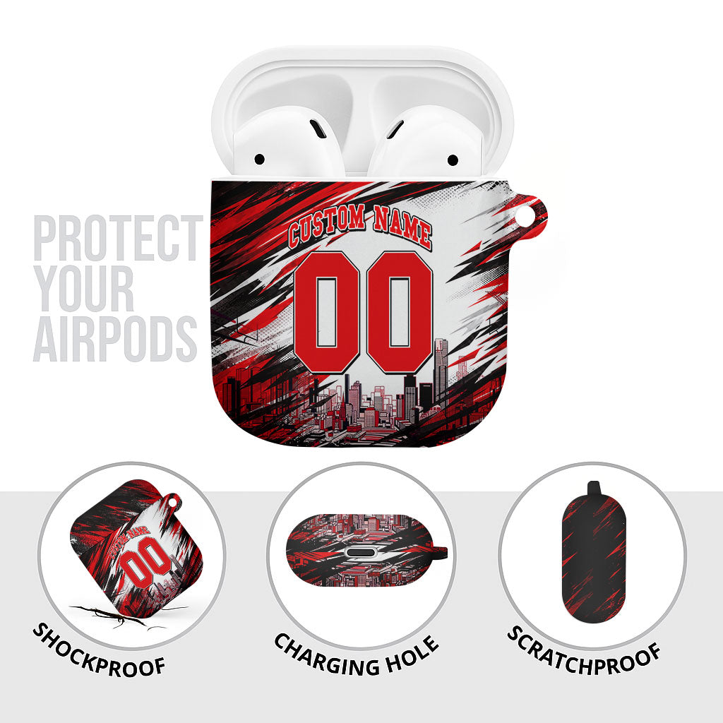 Personalised Melbourne Renegades Cricket Fan Pride AirPods Case Dynamic Cricket Graphic Art With Melbourne City Skyline