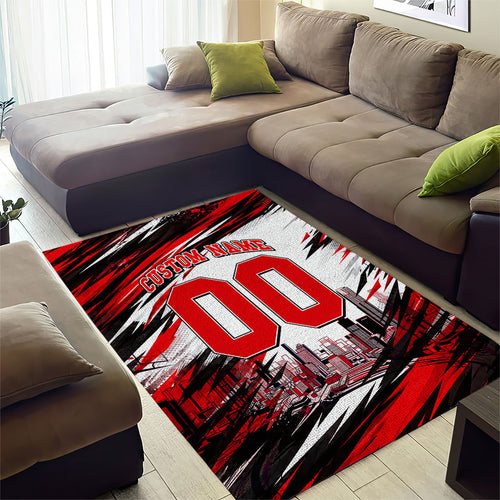 Personalised Melbourne Renegades Cricket Fan Pride Area Rug Dynamic Cricket Graphic Art With Melbourne City Skyline