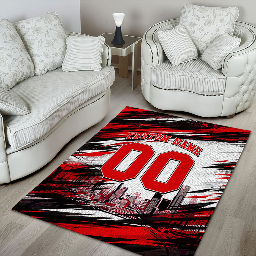 Personalised Melbourne Renegades Cricket Fan Pride Area Rug Dynamic Cricket Graphic Art With Melbourne City Skyline