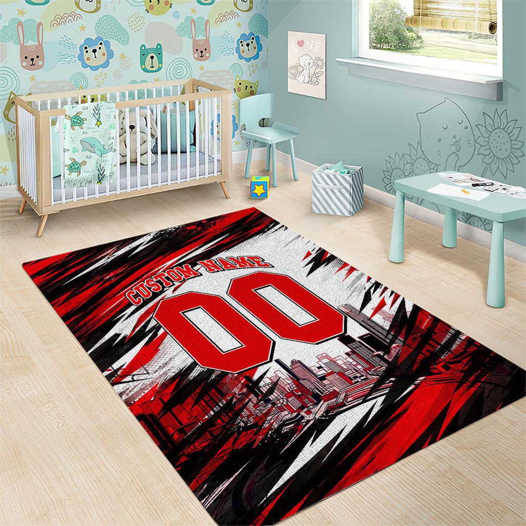Personalised Melbourne Renegades Cricket Fan Pride Area Rug Dynamic Cricket Graphic Art With Melbourne City Skyline