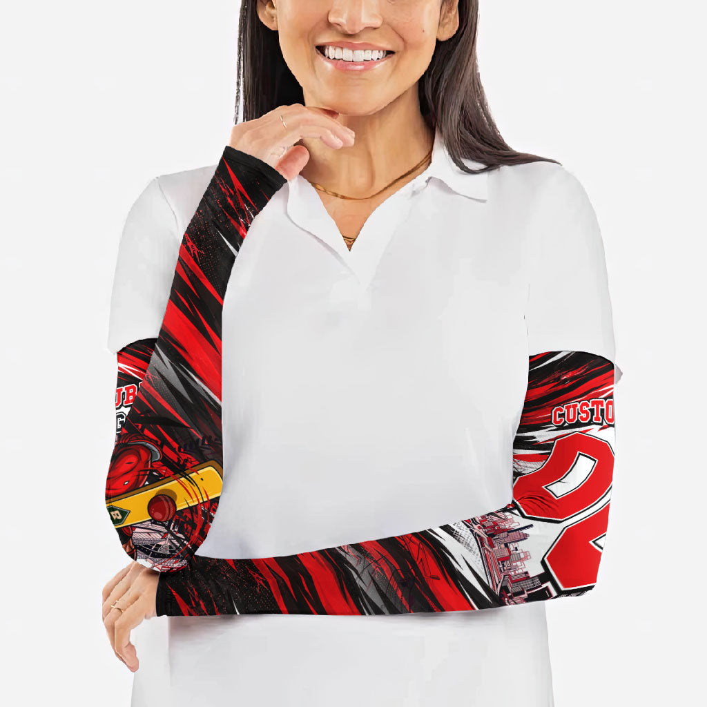 Personalised Melbourne Renegades Cricket Fan Pride Arm Sleeves Dynamic Cricket Graphic Art With Melbourne City Skyline