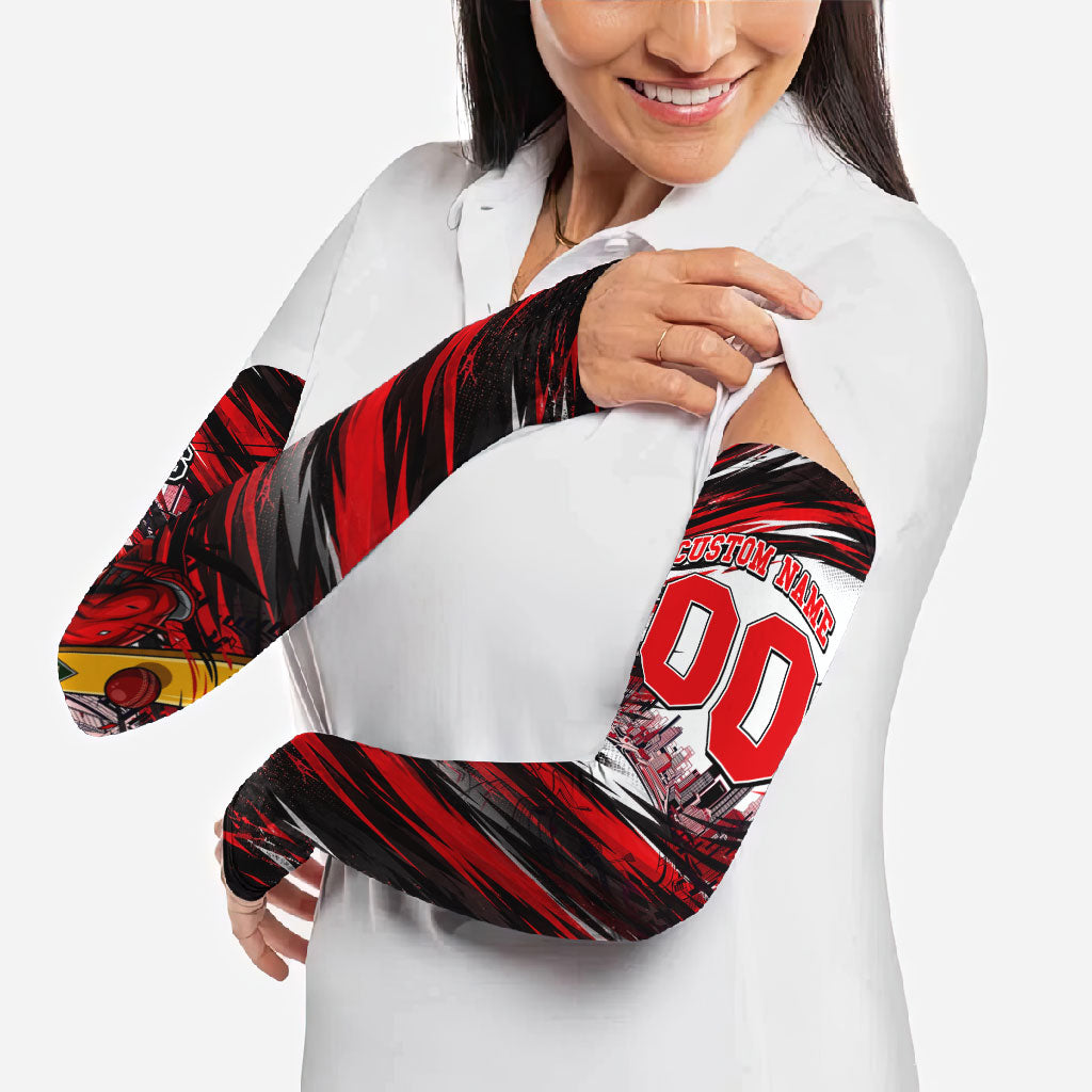 Personalised Melbourne Renegades Cricket Fan Pride Arm Sleeves Dynamic Cricket Graphic Art With Melbourne City Skyline