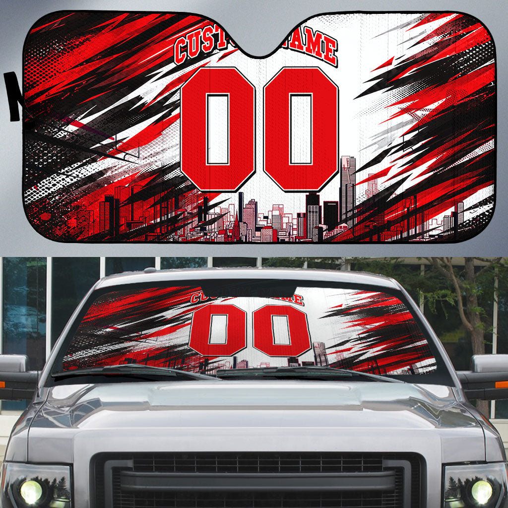 Personalised Melbourne Renegades Cricket Fan Pride Auto Sun Shade Dynamic Cricket Graphic Art With Melbourne City Skyline
