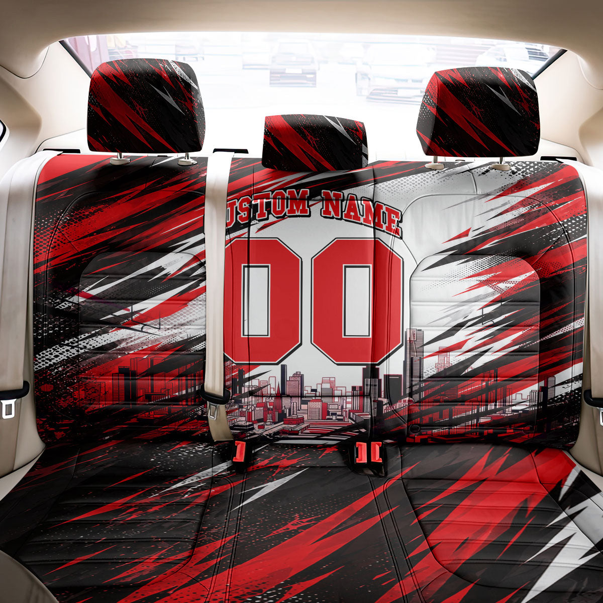 Personalised Melbourne Renegades Cricket Fan Pride Back Car Seat Cover Dynamic Cricket Graphic Art With Melbourne City Skyline