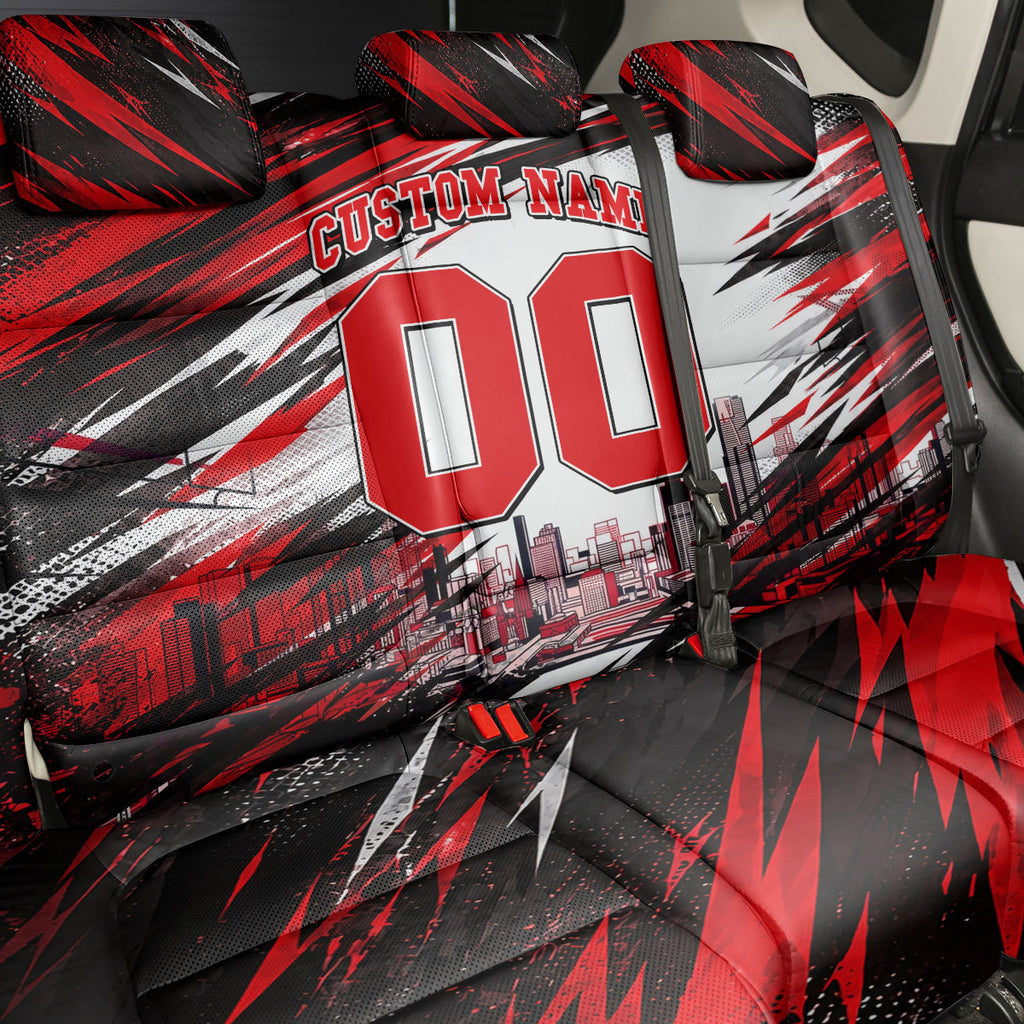 Personalised Melbourne Renegades Cricket Fan Pride Back Car Seat Cover Dynamic Cricket Graphic Art With Melbourne City Skyline