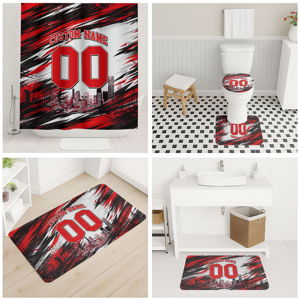 Personalised Melbourne Renegades Cricket Fan Pride Bathroom Set Dynamic Cricket Graphic Art With Melbourne City Skyline