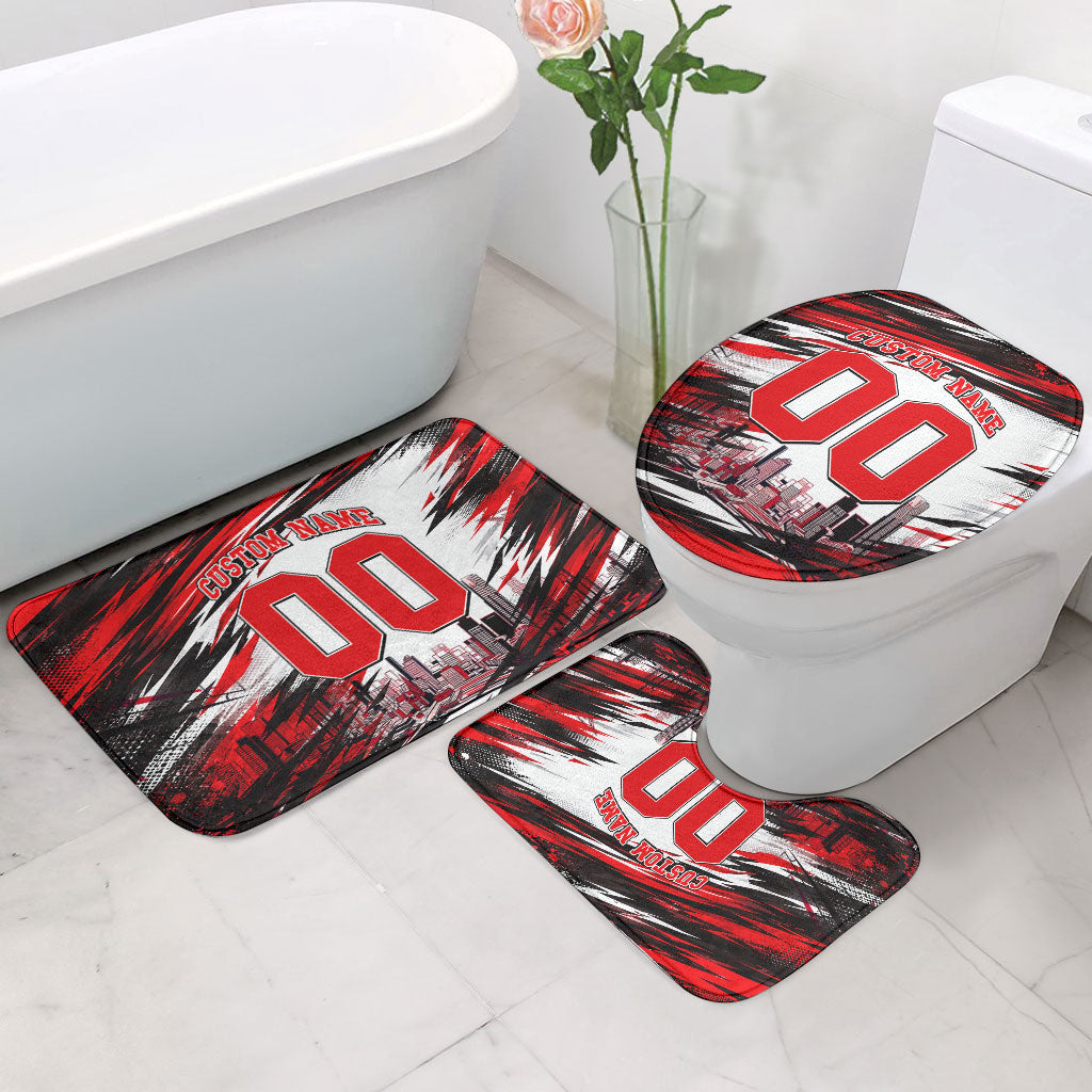 Personalised Melbourne Renegades Cricket Fan Pride Bathroom Set Dynamic Cricket Graphic Art With Melbourne City Skyline