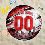 Personalised Melbourne Renegades Cricket Fan Pride Beach Blanket Dynamic Cricket Graphic Art With Melbourne City Skyline