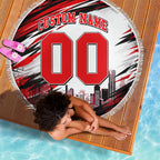 Personalised Melbourne Renegades Cricket Fan Pride Beach Blanket Dynamic Cricket Graphic Art With Melbourne City Skyline