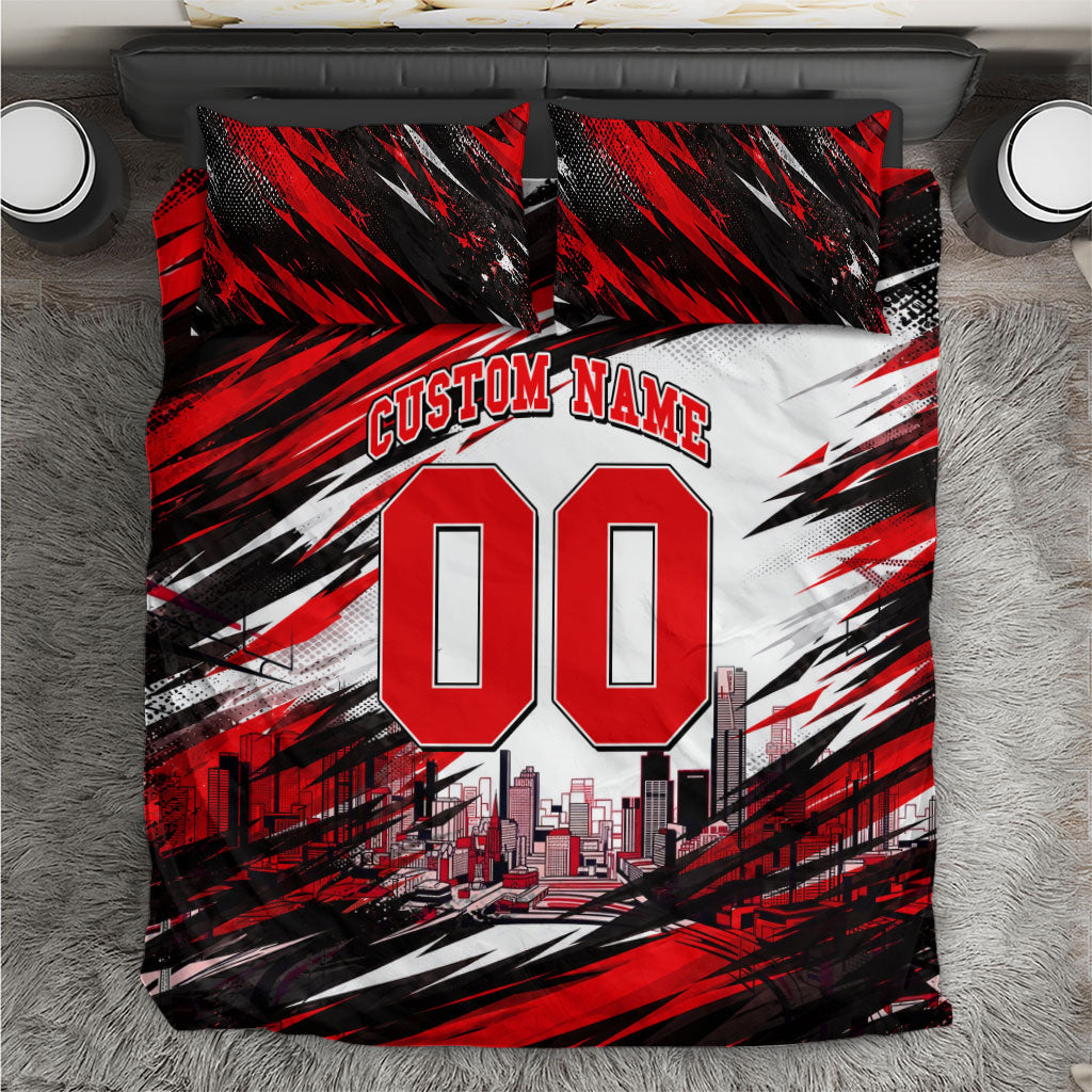 Personalised Melbourne Renegades Cricket Fan Pride Bedding Set Dynamic Cricket Graphic Art With Melbourne City Skyline