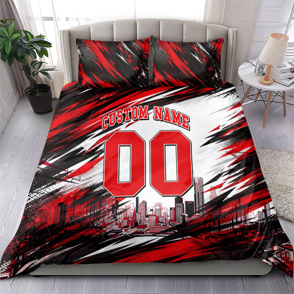 Personalised Melbourne Renegades Cricket Fan Pride Bedding Set Dynamic Cricket Graphic Art With Melbourne City Skyline