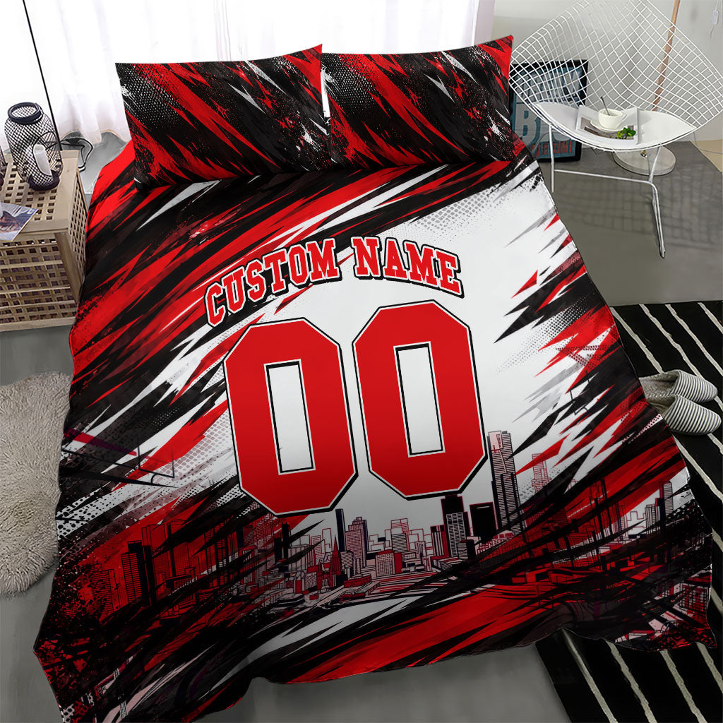 Personalised Melbourne Renegades Cricket Fan Pride Bedding Set Dynamic Cricket Graphic Art With Melbourne City Skyline