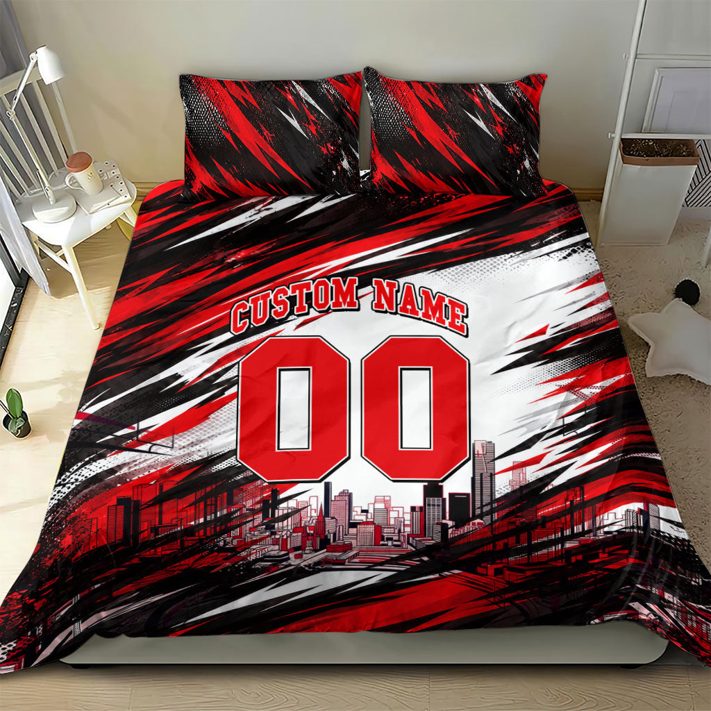 Personalised Melbourne Renegades Cricket Fan Pride Bedding Set Dynamic Cricket Graphic Art With Melbourne City Skyline