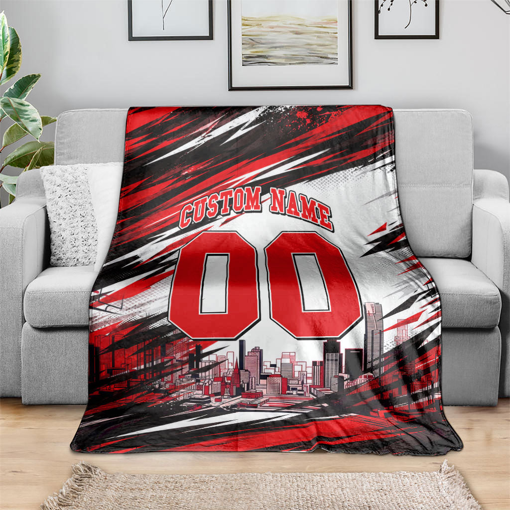 Personalised Melbourne Renegades Cricket Fan Pride Blanket Dynamic Cricket Graphic Art With Melbourne City Skyline