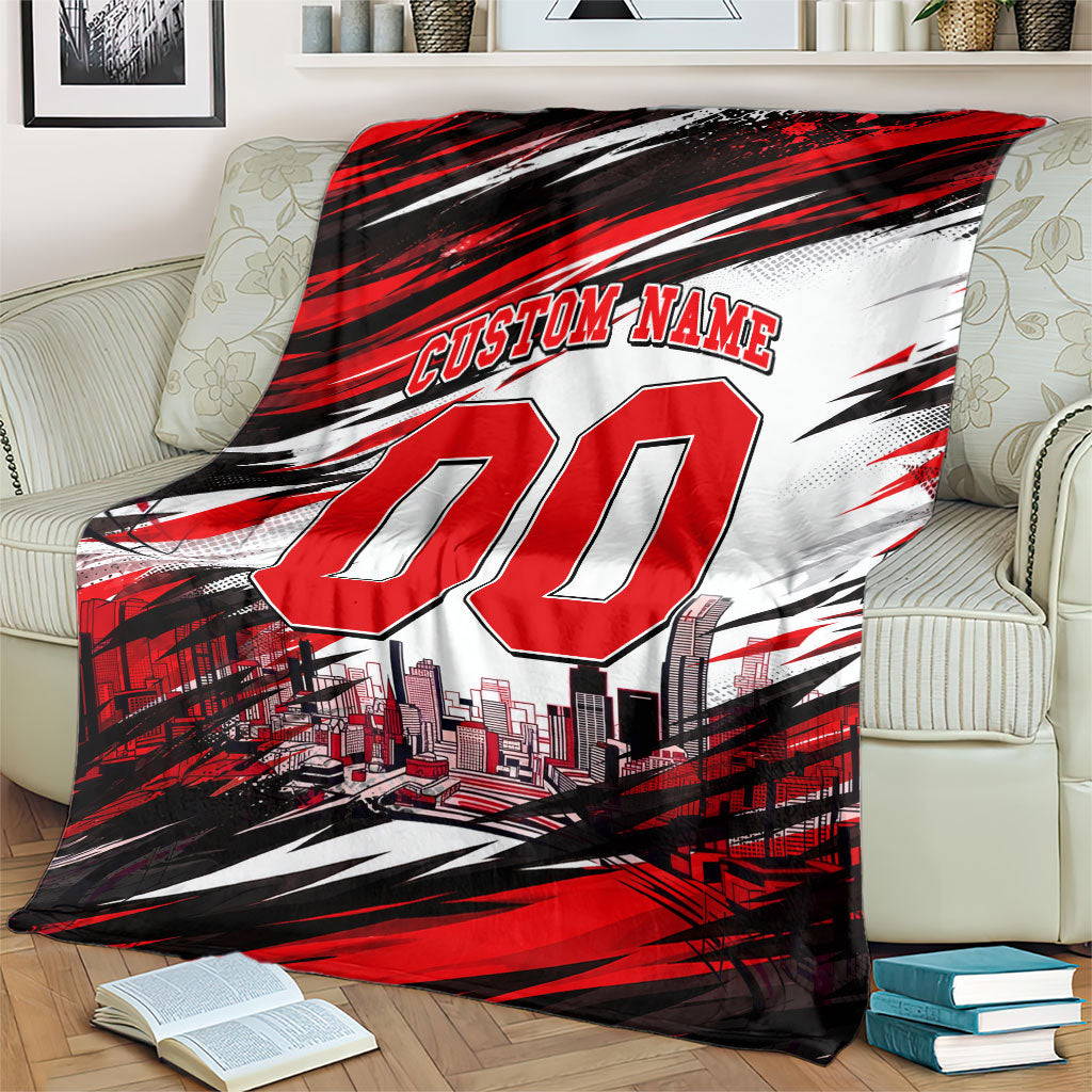Personalised Melbourne Renegades Cricket Fan Pride Blanket Dynamic Cricket Graphic Art With Melbourne City Skyline