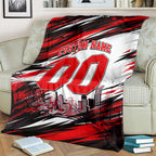 Personalised Melbourne Renegades Cricket Fan Pride Blanket Dynamic Cricket Graphic Art With Melbourne City Skyline