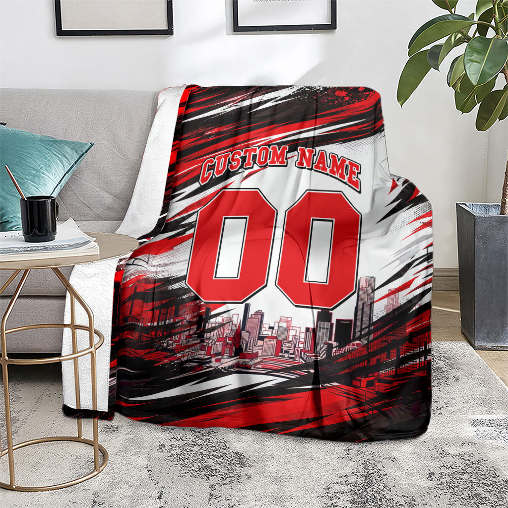 Personalised Melbourne Renegades Cricket Fan Pride Blanket Dynamic Cricket Graphic Art With Melbourne City Skyline