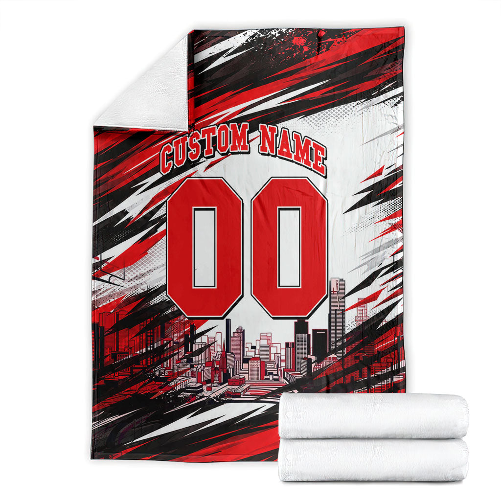 Personalised Melbourne Renegades Cricket Fan Pride Blanket Dynamic Cricket Graphic Art With Melbourne City Skyline