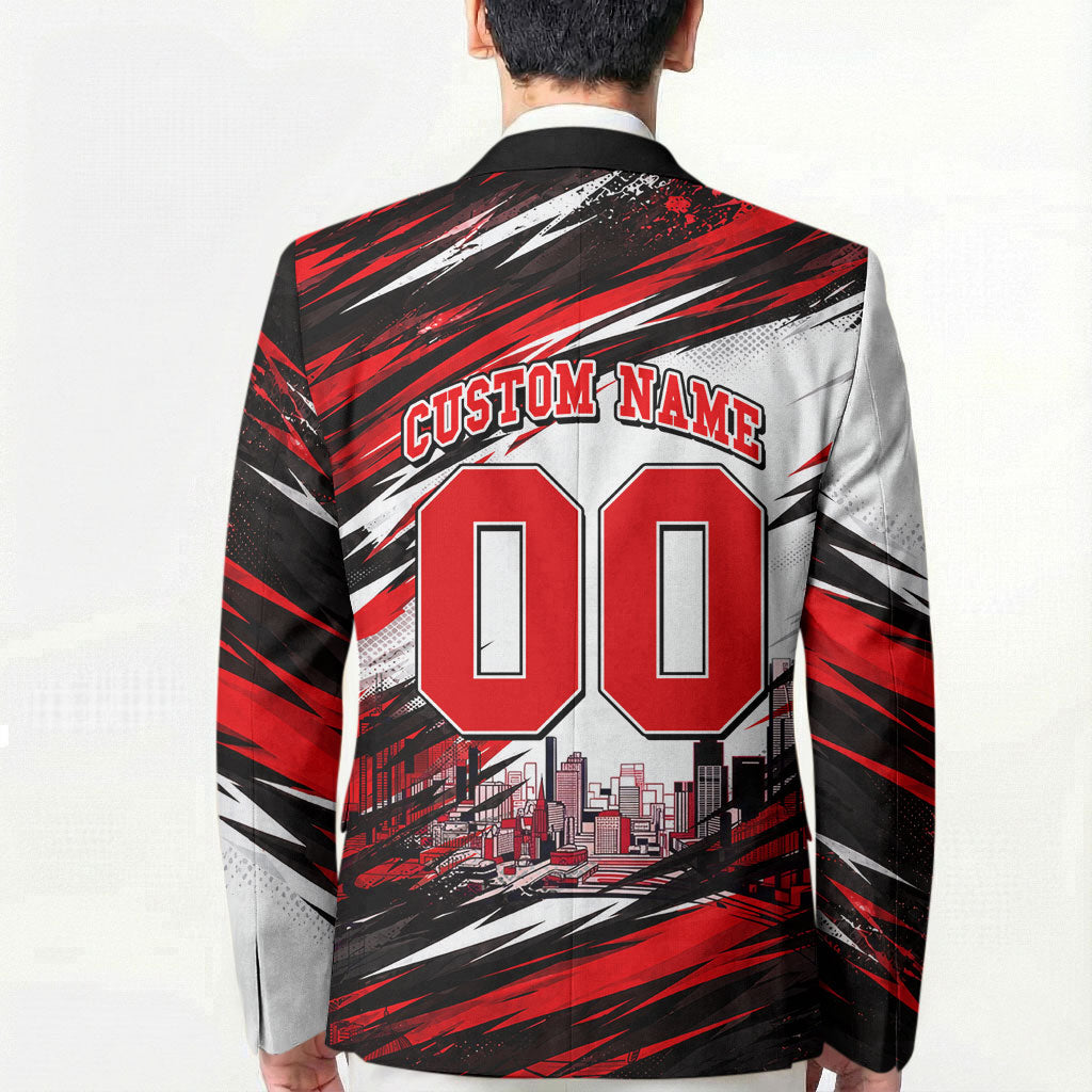 Personalised Melbourne Renegades Cricket Fan Pride Blazer Dynamic Cricket Graphic Art With Melbourne City Skyline