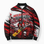 Personalised Melbourne Renegades Cricket Fan Pride Bomber Puffer Jacket Dynamic Cricket Graphic Art With Melbourne City Skyline