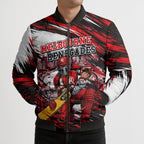Personalised Melbourne Renegades Cricket Fan Pride Bomber Puffer Jacket Dynamic Cricket Graphic Art With Melbourne City Skyline