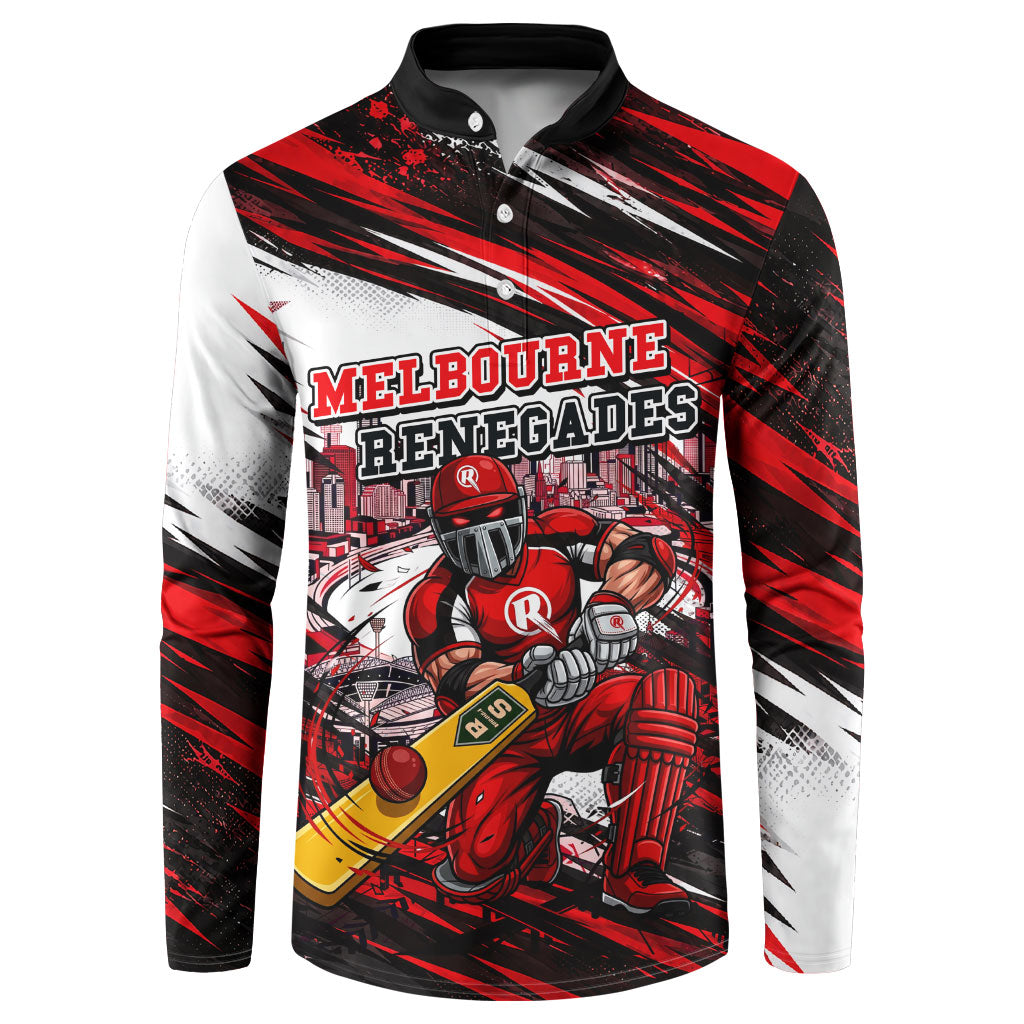 Personalised Melbourne Renegades Cricket Fan Pride Button Sweatshirt Dynamic Cricket Graphic Art With Melbourne City Skyline