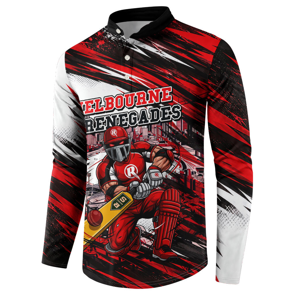 Personalised Melbourne Renegades Cricket Fan Pride Button Sweatshirt Dynamic Cricket Graphic Art With Melbourne City Skyline