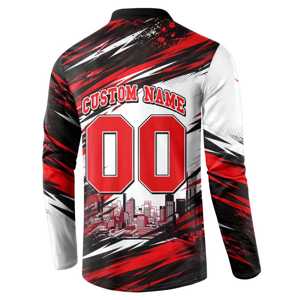 Personalised Melbourne Renegades Cricket Fan Pride Button Sweatshirt Dynamic Cricket Graphic Art With Melbourne City Skyline