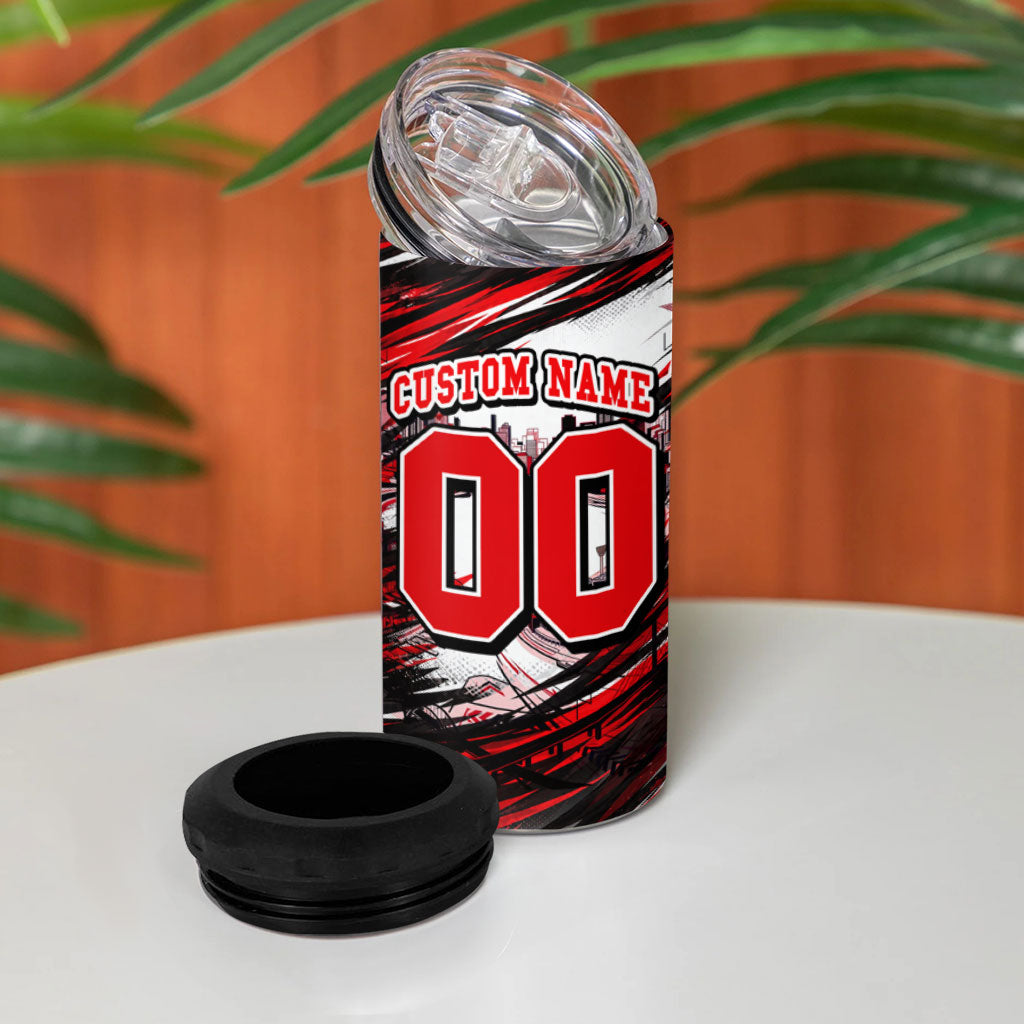 Personalised Melbourne Renegades Cricket Fan Pride 4 in 1 Can Cooler Tumbler Dynamic Cricket Graphic Art With Melbourne City Skyline