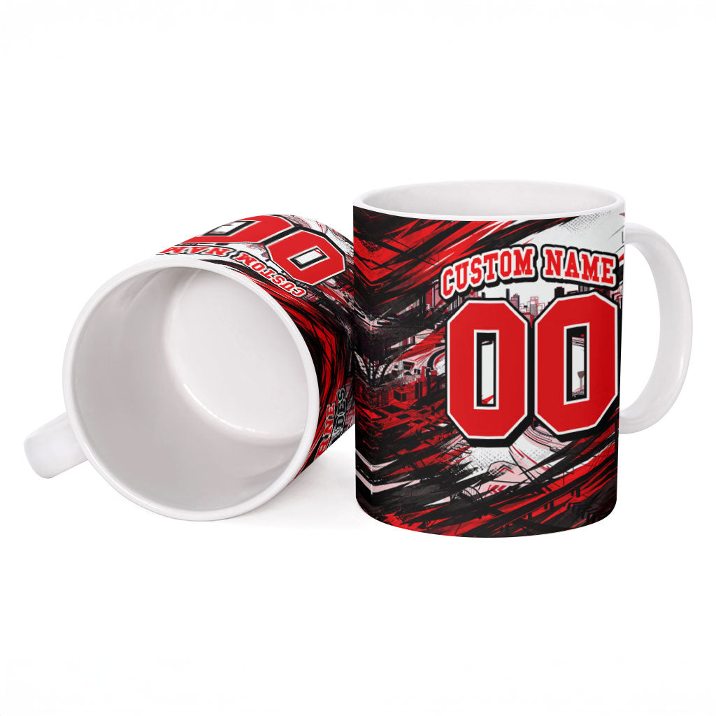 Personalised Melbourne Renegades Cricket Fan Pride Ceramic Mug Dynamic Cricket Graphic Art With Melbourne City Skyline