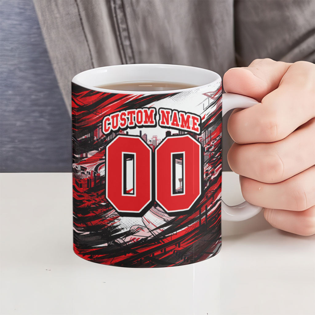 Personalised Melbourne Renegades Cricket Fan Pride Ceramic Mug Dynamic Cricket Graphic Art With Melbourne City Skyline