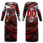 Personalised Melbourne Renegades Cricket Fan Pride Couples Matching Long Sleeve Bodycon Dress and Hawaiian Shirt Dynamic Cricket Graphic Art With Melbourne City Skyline
