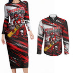 Personalised Melbourne Renegades Cricket Fan Pride Couples Matching Long Sleeve Bodycon Dress and Long Sleeve Button Shirt Dynamic Cricket Graphic Art With Melbourne City Skyline