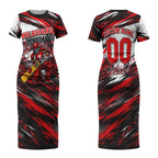 Personalised Melbourne Renegades Cricket Fan Pride Couples Matching Short Sleeve Bodycon Dress and Hawaiian Shirt Dynamic Cricket Graphic Art With Melbourne City Skyline