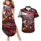 Personalised Melbourne Renegades Cricket Fan Pride Couples Matching Summer Maxi Dress and Hawaiian Shirt Dynamic Cricket Graphic Art With Melbourne City Skyline