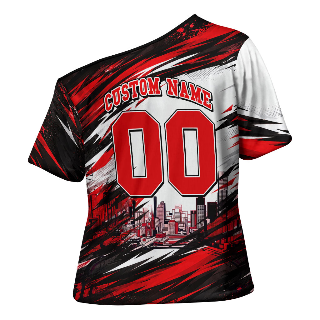 Personalised Melbourne Renegades Cricket Fan Pride Cross Shoulder Shirt Dynamic Cricket Graphic Art With Melbourne City Skyline