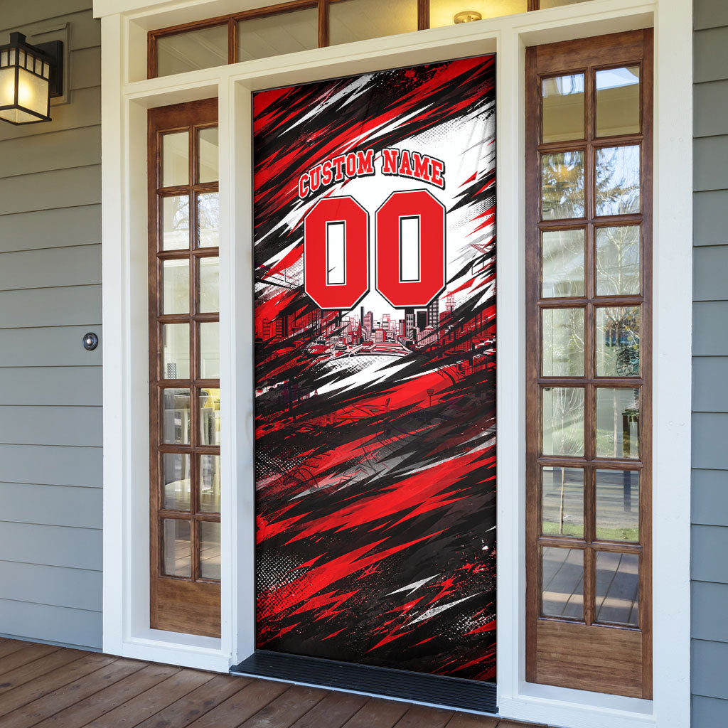 Personalised Melbourne Renegades Cricket Fan Pride Door Cover Dynamic Cricket Graphic Art With Melbourne City Skyline
