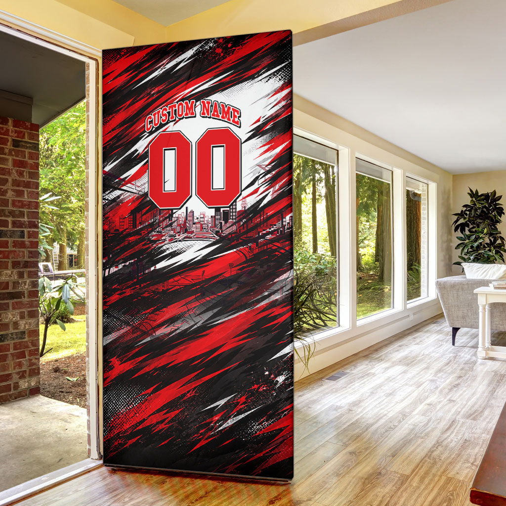 Personalised Melbourne Renegades Cricket Fan Pride Door Cover Dynamic Cricket Graphic Art With Melbourne City Skyline
