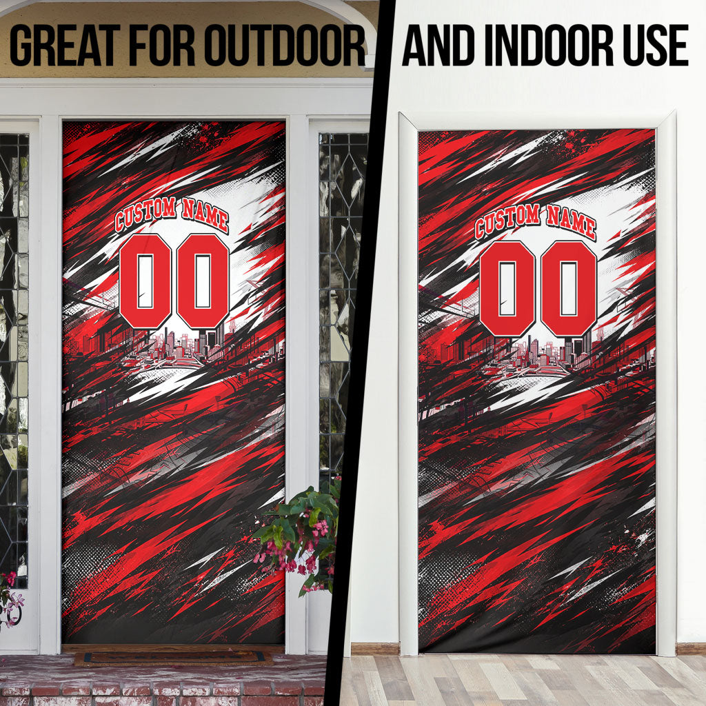 Personalised Melbourne Renegades Cricket Fan Pride Door Cover Dynamic Cricket Graphic Art With Melbourne City Skyline