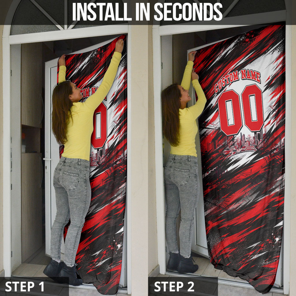 Personalised Melbourne Renegades Cricket Fan Pride Door Cover Dynamic Cricket Graphic Art With Melbourne City Skyline