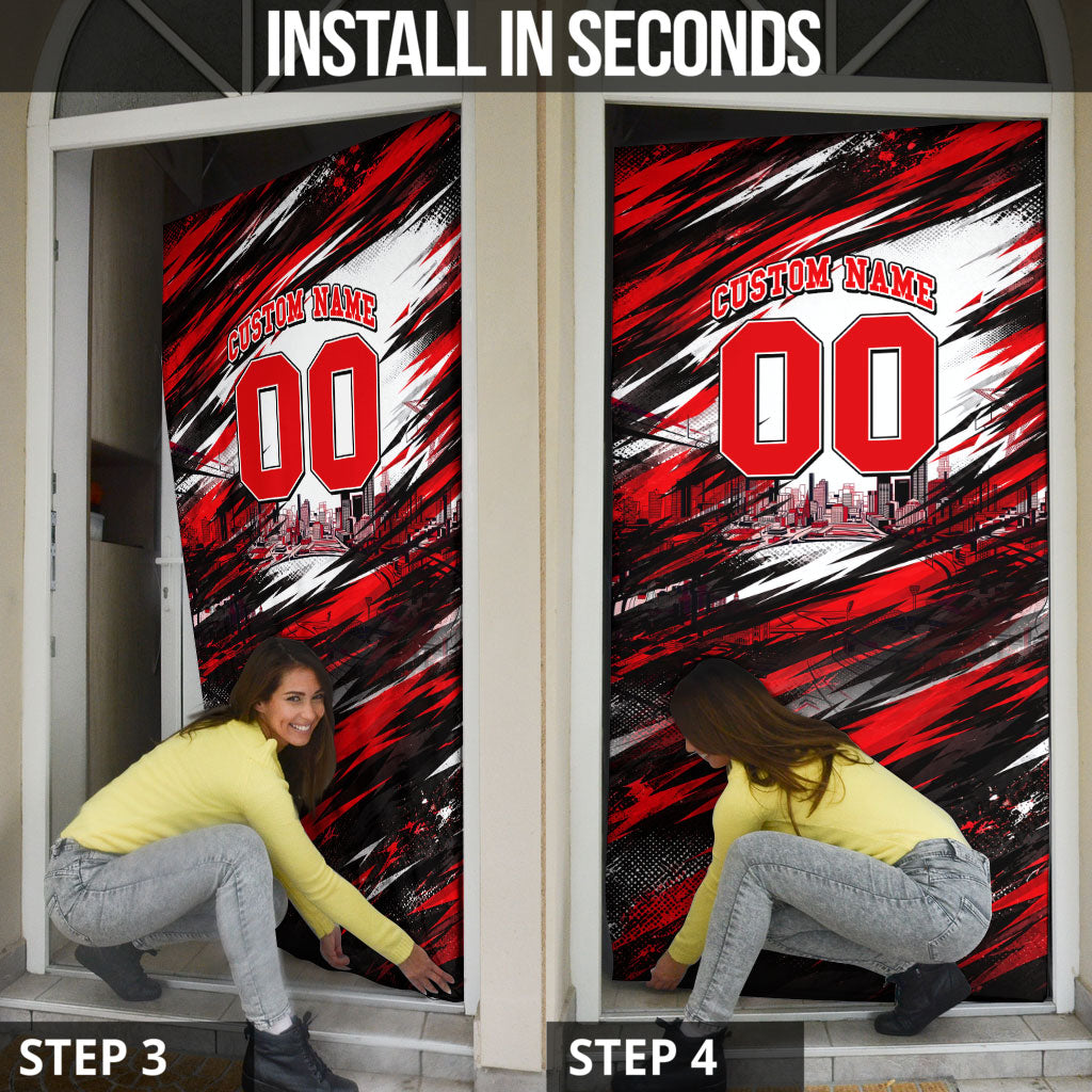 Personalised Melbourne Renegades Cricket Fan Pride Door Cover Dynamic Cricket Graphic Art With Melbourne City Skyline