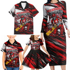 Personalised Melbourne Renegades Cricket Fan Pride Family Matching Long Sleeve Bodycon Dress and Hawaiian Shirt Dynamic Cricket Graphic Art With Melbourne City Skyline