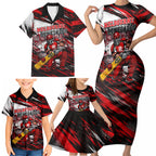 Personalised Melbourne Renegades Cricket Fan Pride Family Matching Short Sleeve Bodycon Dress and Hawaiian Shirt Dynamic Cricket Graphic Art With Melbourne City Skyline