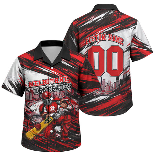 Personalised Melbourne Renegades Cricket Fan Pride Family Matching Summer Maxi Dress and Hawaiian Shirt Dynamic Cricket Graphic Art With Melbourne City Skyline